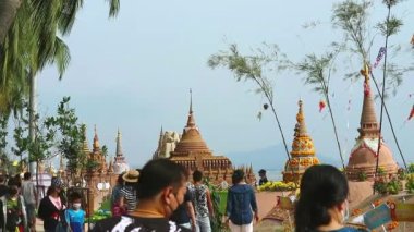 Sand pagoda festival during on 16 and 17 april every year at Bangsan Beach Chonburi Thailand