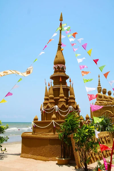 Pagoda Arena Pequeña Pagoda Superior Festival Songkran Representa Con Fin — Foto de Stock