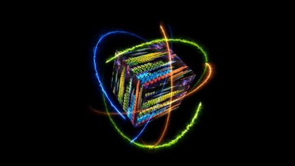 Quantum Computer Core Abstrato Futurista Tecnologia Digital Camada Dimensão Holográfica — Vídeo de Stock