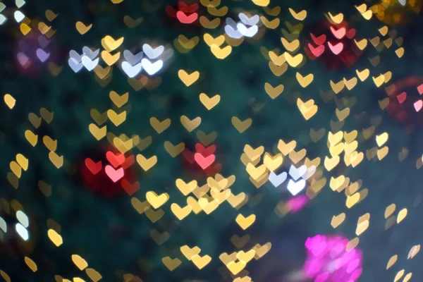 Blur Bokeh Heart Shape Love Valentine Night Light Shopping Mall — Stock Photo, Image