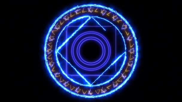 Magický Kruh Silný Modrá Barva Energie Laser Nebem Šest Hvězd — Stock video