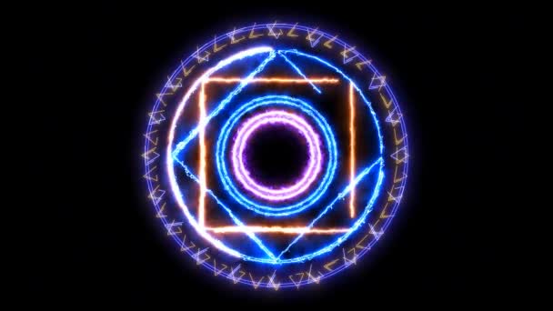Magische Vlam Cirkel Krachtige Blauwe Energie Bliksemschicht Met Nevel Ring — Stockvideo