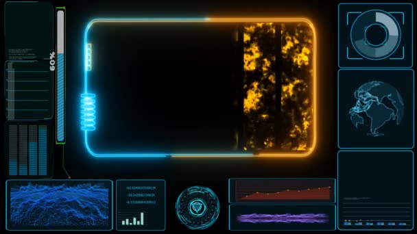 固态强电池激光边框橙色蓝环能量和快速充电100 — 图库视频影像