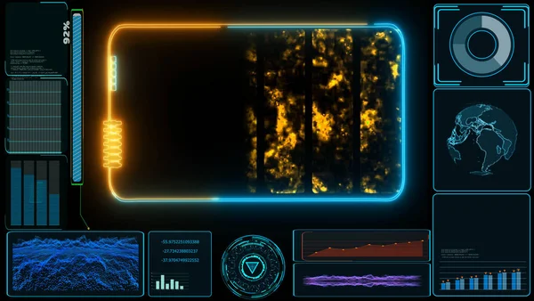 固态强电池激光边框橙色蓝色环路能量及快速充电 — 图库照片