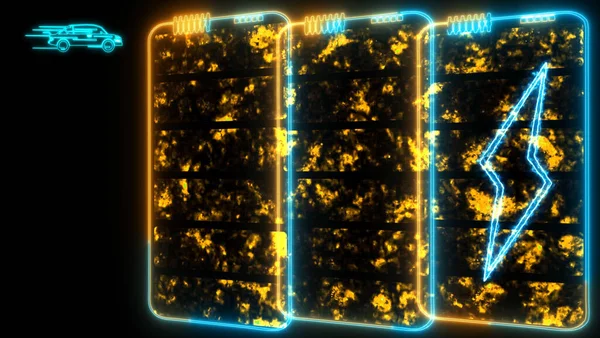 Potente Batteria Stato Solido Bordo Laser Arancione Blu Energia Loop — Foto Stock