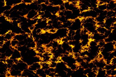 Sıcak lav alevi parlak mineral hattını siyah mermer iç döşeme, duvar ve zemin zemininde parlıyor.