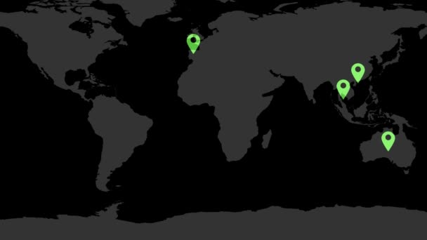 Mapa Global Icono Del Punto Verificación Aniamtion Todos Los Mapas — Vídeos de Stock