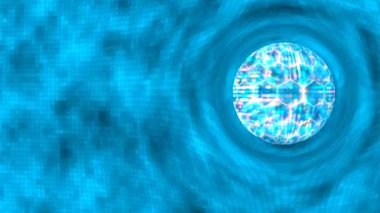 Kuantum kütleli yerçekimi mozaiği soyut ışık ve sıcak hava üzerine düşen mavi dalga formu.
