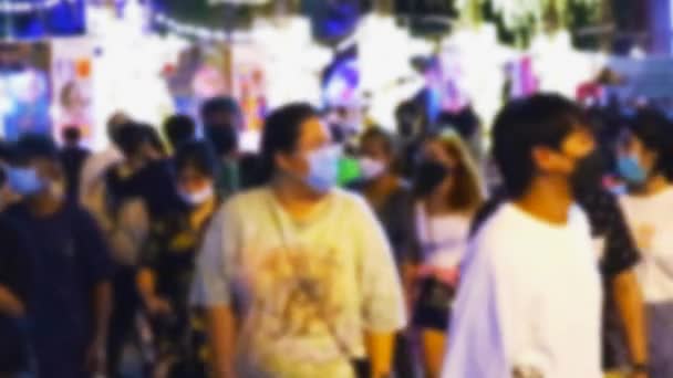 Pattaya Thailandia Novembre 2021 Persone Sfocate Che Camminano Notte Davanti — Video Stock