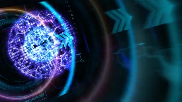 Küp Milyon Spot Işığı Altıgen Kablo Kuantum Fütüristik Bilgisayar Teknolojisi — Stok video