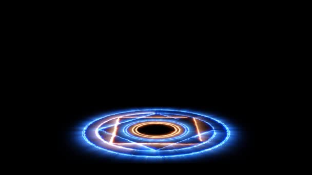 Magie Plamen Kruh Silný Modrý Energie Hrom Radiální Šesti Ohnivými — Stock video