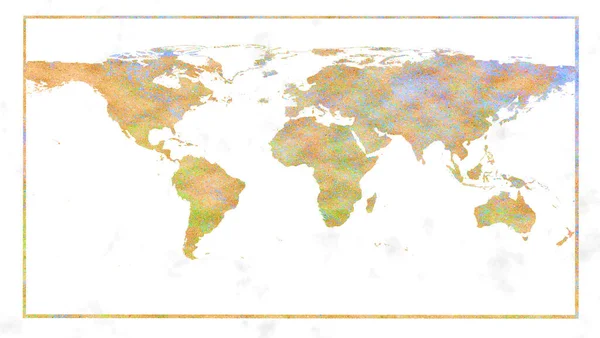 Mapa Mineral Mundial Oro Colorido Fondo Mármol Blanco Borde Dorado —  Fotos de Stock