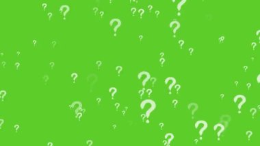 Soru işareti büyük boyutta döndür parçacık etkisi yeşil ekran arkaplan kavramı üzerinde Ne zaman nerede ve nasıl