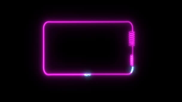 黒いスクリーンの周りの電気エネルギー青回路が付いている固体状態の強力な電池のマゼンタのエネルギー境界 — ストック動画