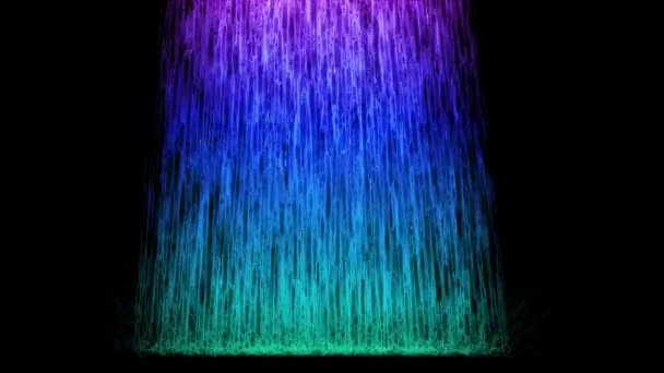 Водоспад Фіолетовий Синій Акварельний Тон Ефект Спереду Великий Чорному Екрані — стокове відео