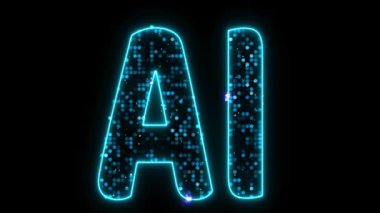 AI soyut mavi top görselleştirme teknolojisi dalgalanma dijital thiusand element siyah ekran üzerinde nokta