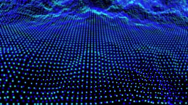 Abstrato Azul Aqua Visualização Onda Tecnologia Digital Thiusand Elemento Ponto — Vídeo de Stock