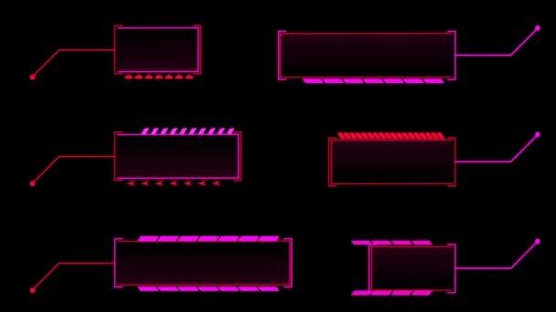 Callout Futuristische Hud Animation Digital Red Tone Pink Glühen Sixpack — Stockvideo
