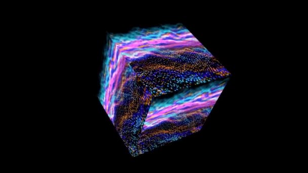 Cube Abstrakt Blå Orange Rosa Vit Visualisering Vågform Teknik Digital — Stockvideo