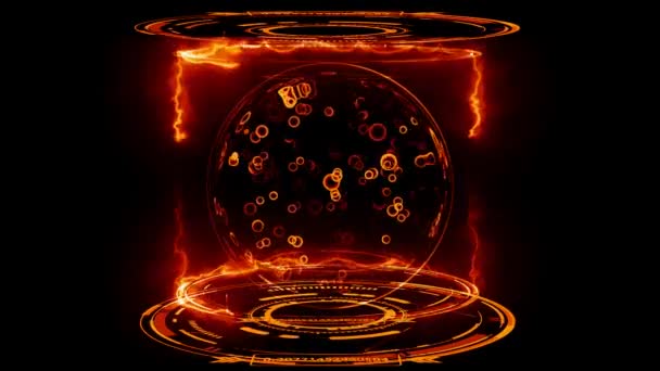 Вода Червона Абстрактна Анімація Бульбашки Скляна Сфера Бак Цифровій Лабораторії — стокове відео