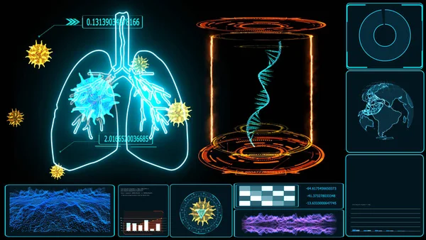 Pulmoner Ödemin Gelecekteki Monitörü Mavi Mrna Nın Dijital Kucağı Virüsün — Stok fotoğraf