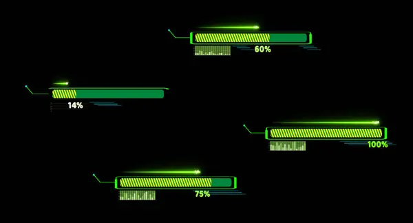 Progress Bar Animation Med Laserfotografering Callout Och Laddningsbar Inuti Grön — Stockfoto