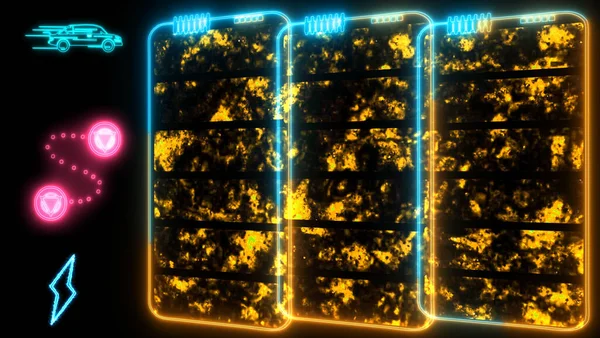 Solid State Kraftfull Batteri Laser Gräns Orange Blå Loop Energi — Stockfoto