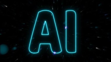 AI soyut mavi bulanık top görselleştirme teknolojisi siyah ekranda dijital bin element