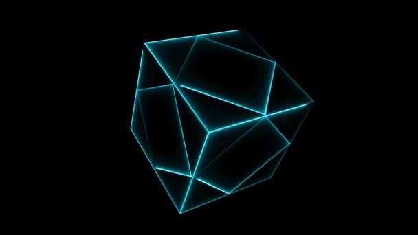 Cube Mouvement Laser Bleu Carré Surface Bordure Sur Écran Noir — Video
