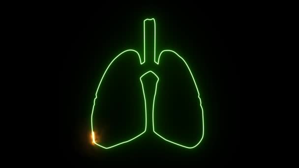 黒いスクリーンの生命の流れのエネルギーが付いている肺緑のデジタルアニメーション — ストック動画