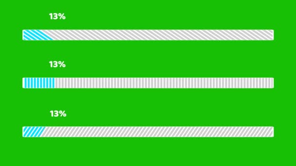 进度条三包动画白色空格蓝色数字文字在绿色屏幕上的变化位置 — 图库视频影像