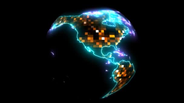 Tysiąc Cyfrowe Małe Światło Globalnej Rotacji Map — Wideo stockowe