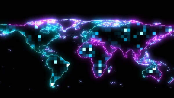 Mil Digital Azul Tono Luz Mapa Global Concepto Big Data — Foto de Stock