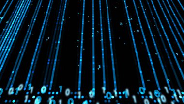 Soyut mavi aqua görselleştirme doli görünüm ölçeği lazer teknolojisi ikilik dijital sayısal elementte parlayan nokta