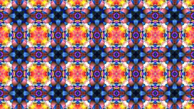 Siyah çiçekli büyük kırmızı çiçek koyu haç ve mavi yapraklar kaleydoskop yansıma deseni arka plan