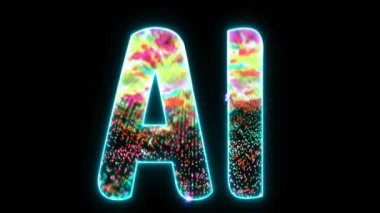 AI soyut renkli görselleştirme teknolojisi dijital thiusand element siyah ekran üzerinde nokta