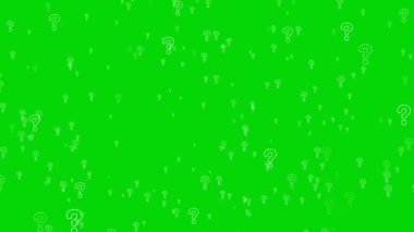 Soru işaretli yüz parçacık ve patlayıcı yeşil ekranda