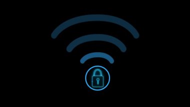 Wi-Fi bağlantısı güvenli. Alt yay merkezinde asma kilit simgesi olan parlak mavi bir Wi-Fi sembolü gösterir. Bu da ağın şifre korumalı ya da şifreli olduğunu gösterir.