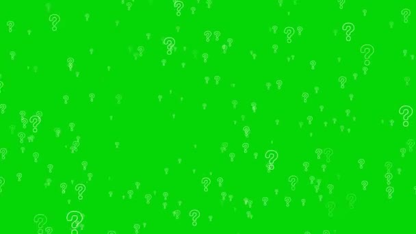 Soru Işaretli Yüz Parçacık Patlayıcı Yeşil Ekranda — Stok video