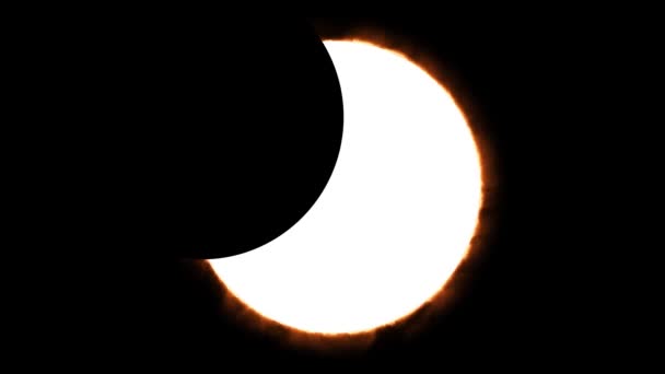 Eclipse Solar Anular Luz Blanca Destello Solar Que Mueve Desde — Vídeos de Stock