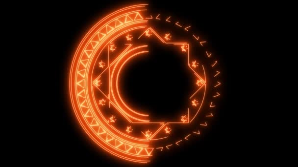 Círculo Llama Mágica Potente Elemento Luz Naranja Multicapa Energía Pantalla — Vídeos de Stock