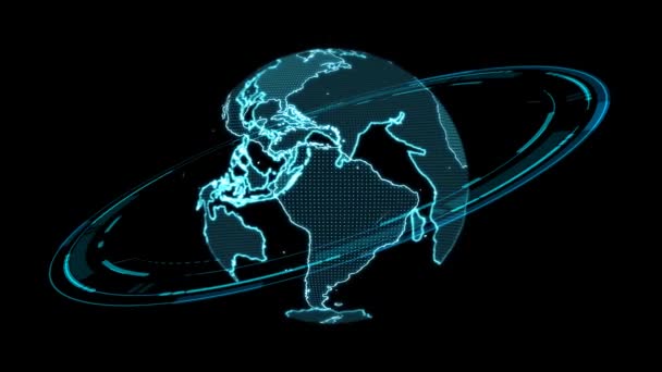 监控数字技术的全球网无线连接仿真大站台环 — 图库视频影像