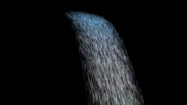 瀑布效应浅蓝色在黑色屏幕上的水面上 — 图库视频影像
