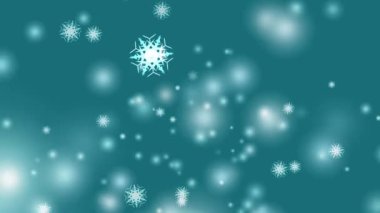 Kar tanesi altı yıldız dalı kısa dikenli kanat kara ekrana düşüyor, Noel ve Noel arifesi için buz parçacıkları elementi koyu renkli arkaplan