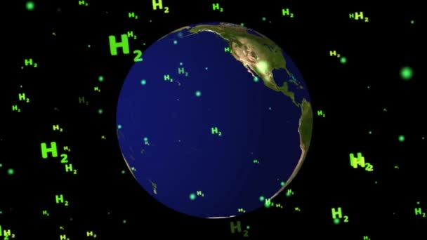 Global Com Partículas Texto Verdes Voando Que Significa Hidrogênio Verde — Vídeo de Stock