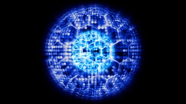 Κβαντικός Φουτουριστικός Υπολογιστής Animation Αφηρημένος Μπλε Τόνος Σφαίρα Φωτός Σφαίρα — Αρχείο Βίντεο