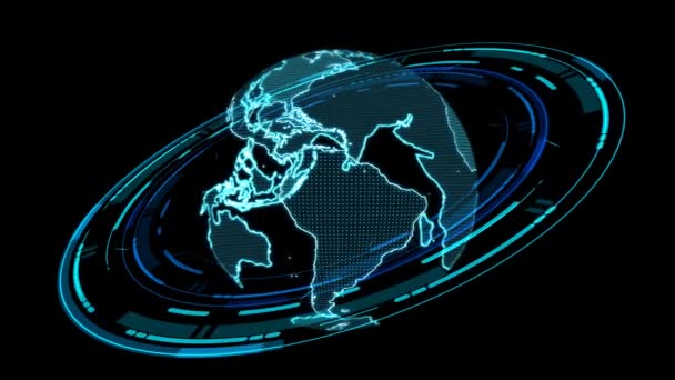 Global Simulering Trådlös Nätverksanslutning Bildskärm Digital Teknik Dubbelstation Ring — Stockvideo