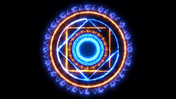 Magický Kruh Mocný Modrý Plamen Energie Nebem Dvojitý Kruh Šest — Stock video