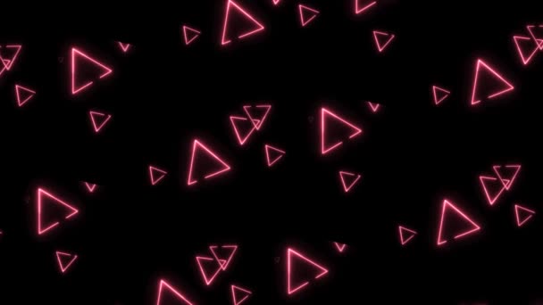 Abstraction Lumineuse Rose Triangulaire Flotte Tourbillonne Sur Fond Noir — Video