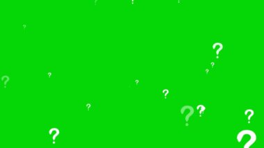 Soru işareti parçacık sıçraması yeşil ekranda yavaşça süzülür ve kaybolur